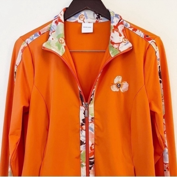 Madeleine Floral Two Way Zip Up Track Jacket Size 10 Orange Multi Color - Picture 2 of 11